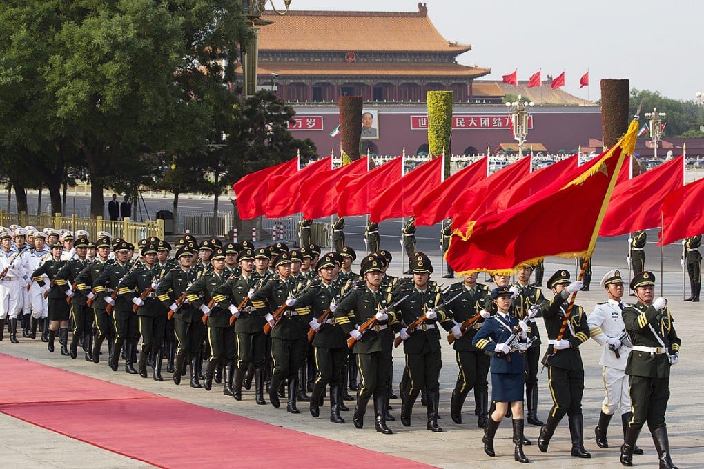 People's Liberation Army honor guards march after an official welcoming ceremony at the Great Hall of the People, Tiananmen Square, Beijing. Photo: EPA