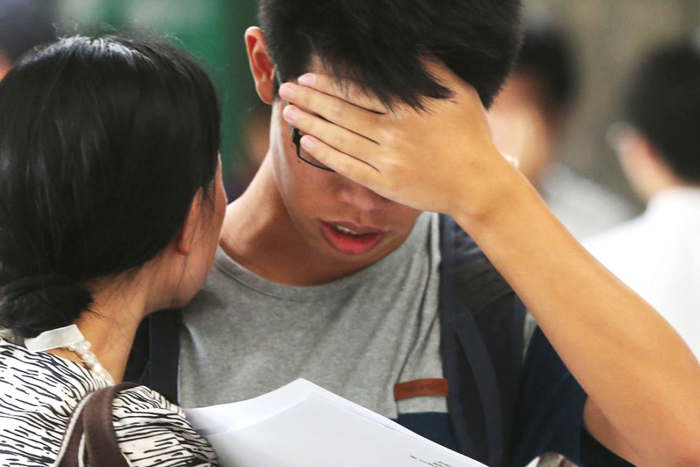 Students at Wah Yan College discuss their results. Photo: Sam Tsang