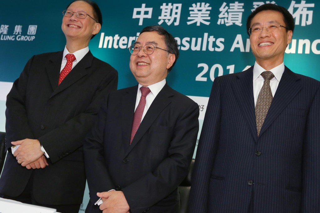 From left, Hang Lung's Philip Chen Nan-lok, Ronnie Chan and Ho Hau-cheong. Photo: Edmond So