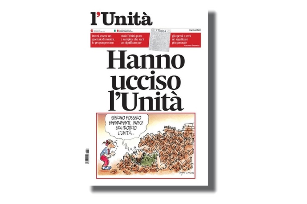Most of the final edition of L'Unita was left blank.