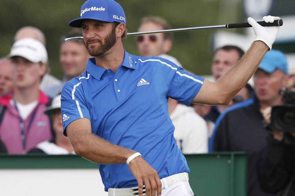 An unhappy Dustin Johnson after his tee shot was not the best at the 17th during the final round of the British Open last month. The PGA Tour insists his leave of absence is voluntary. Photo: Reuters
