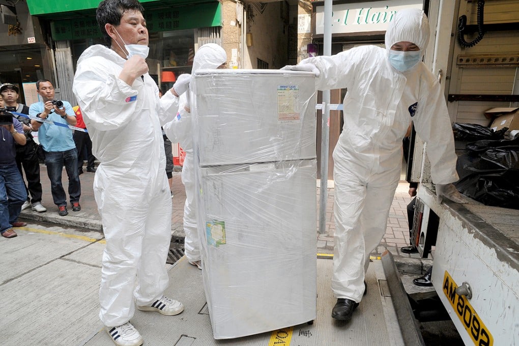 One of the refrigerators allegedly used by Henry Chau and Tse to store the victims' remains last year. Photo: SCMP