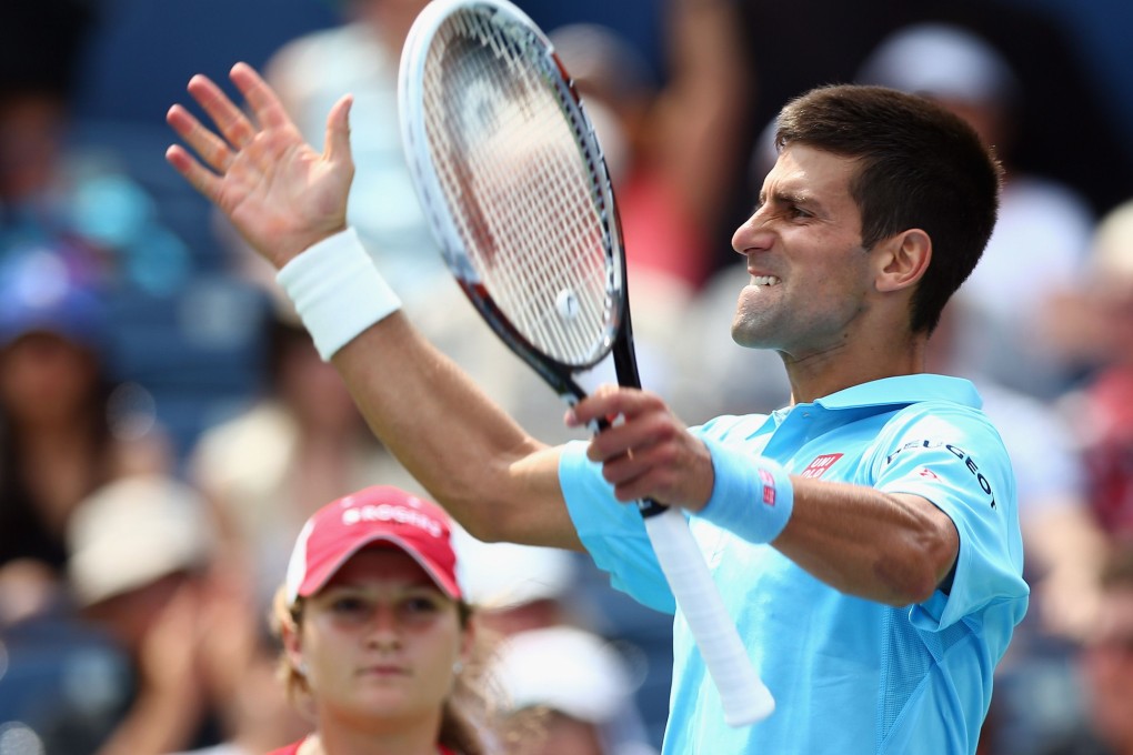 Novak Djokovic shows his frustration in his match against  Gael Monfils. Photo: AFP