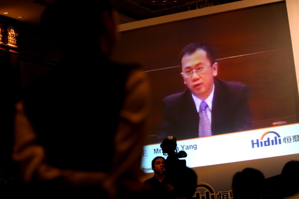 Hidili chairman and president Xian Yang. The firm said it suffered impairment costs of 709.55 million yuan as it wound down mines and wrote off equipment and structures. Photo: SCMP