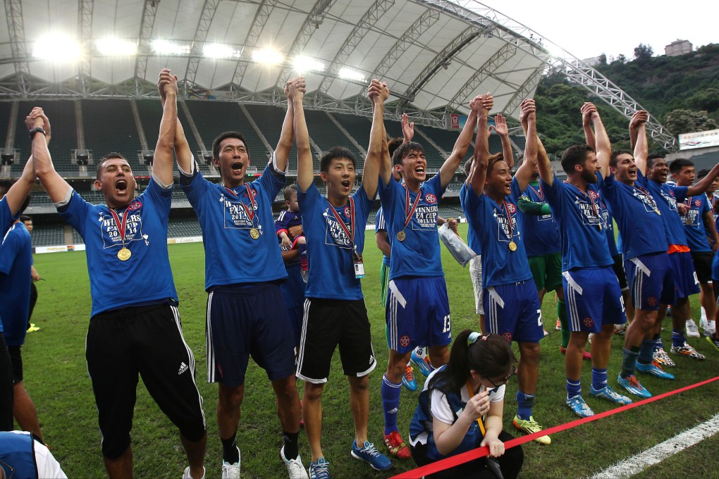 Eastern, shown celebrating their win over Kitchee in the FA Cup Final in May, are mounting a serious challenge in the inaugural Premier League. Photo: Jonathan Wong