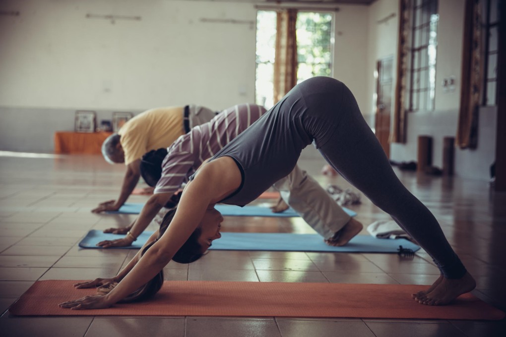 Strike a pose: students at a yoga retreat in Dharamsala, India.