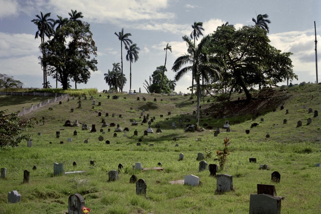 Headstones at the Mount Hope Cemetery (Cementerio de Monte Esperanza) in Colon, where "silver roll" workers (a racially coded payroll category of workers employed by the United States builders of the canal, which included Afro-Antilleans, non-Americans, non-whites) and their dependents were buried during and after the construction of the canal.