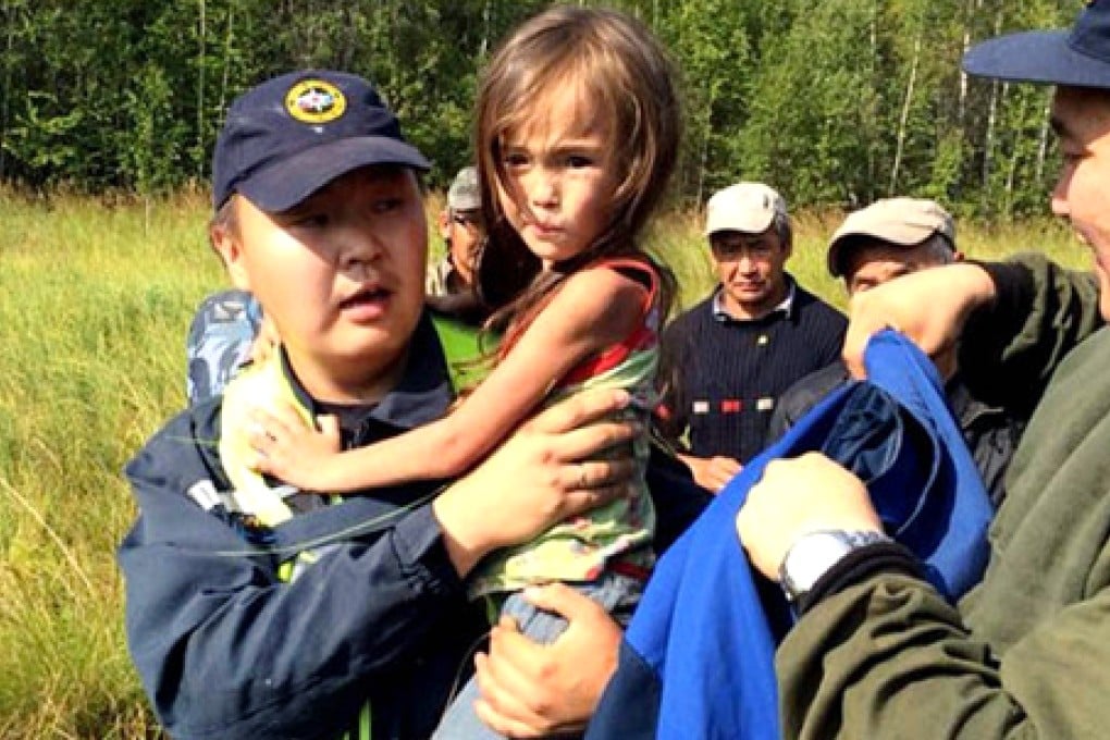 Karina Chikitova, 4, survived 11 days in a bear-infested forest in Siberia. Photo: Sakha Republic Rescue Service