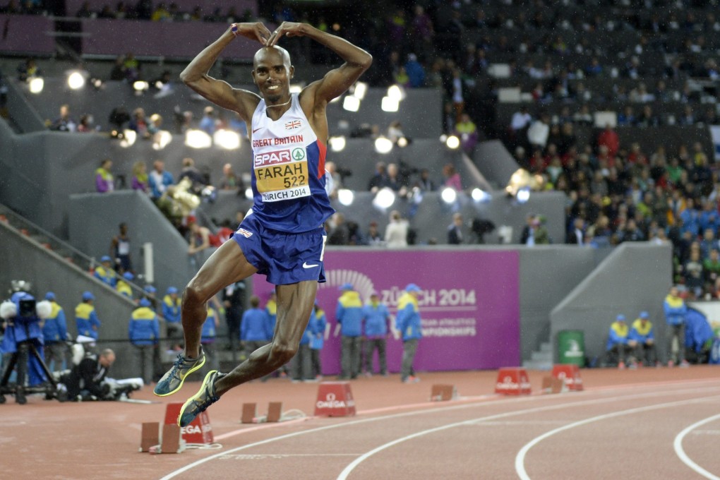 Mo Farah celebrates his win. Photo: EPA