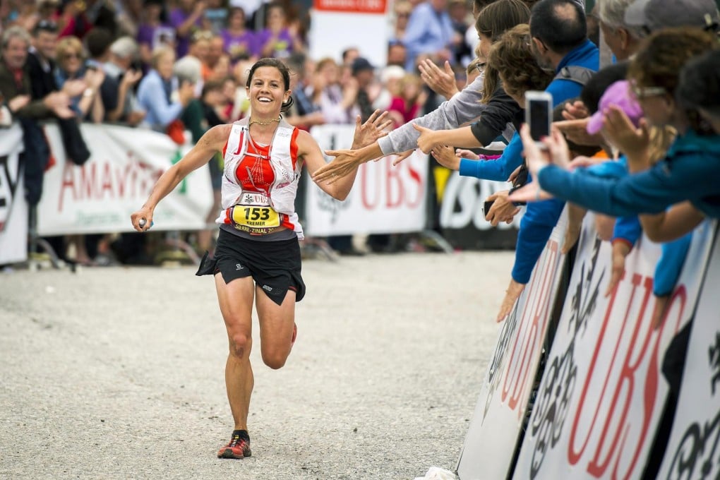 Stevie Kremer winning a race in Switzerland. Photo: EPA