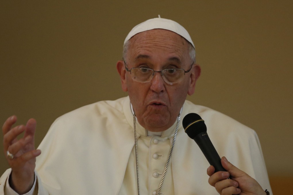 Pope Francis delivers an address to South Korean Catholics during his visit to a rehabilitation centre. Photo: AFP