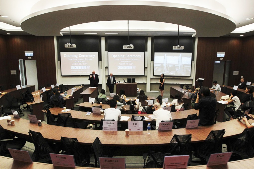 The opening ceremony for the University of Chicago Booth School of Business' temporary campus in Cyberport. Photo: Bruce Yan