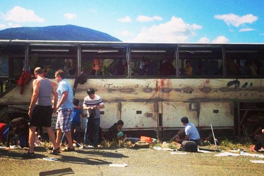 The damaged bus after the crash. Photo: Kelly Hayes/Twitter