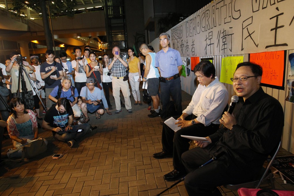 Edward Chin and Benny Tai at last night's rally. Photo: Dickson Lee