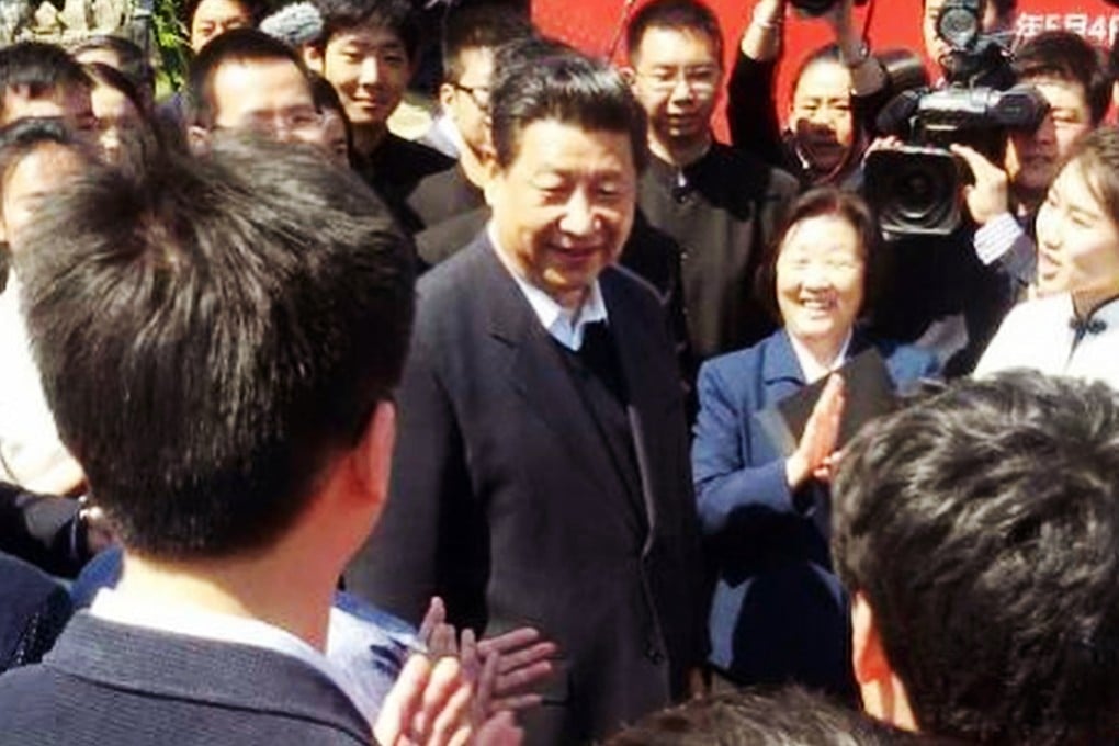 Xi Jinping seen on a May visit to Peking University, which said it would tighten control of the “internet battlefield”. Photo: SCMP Pictures