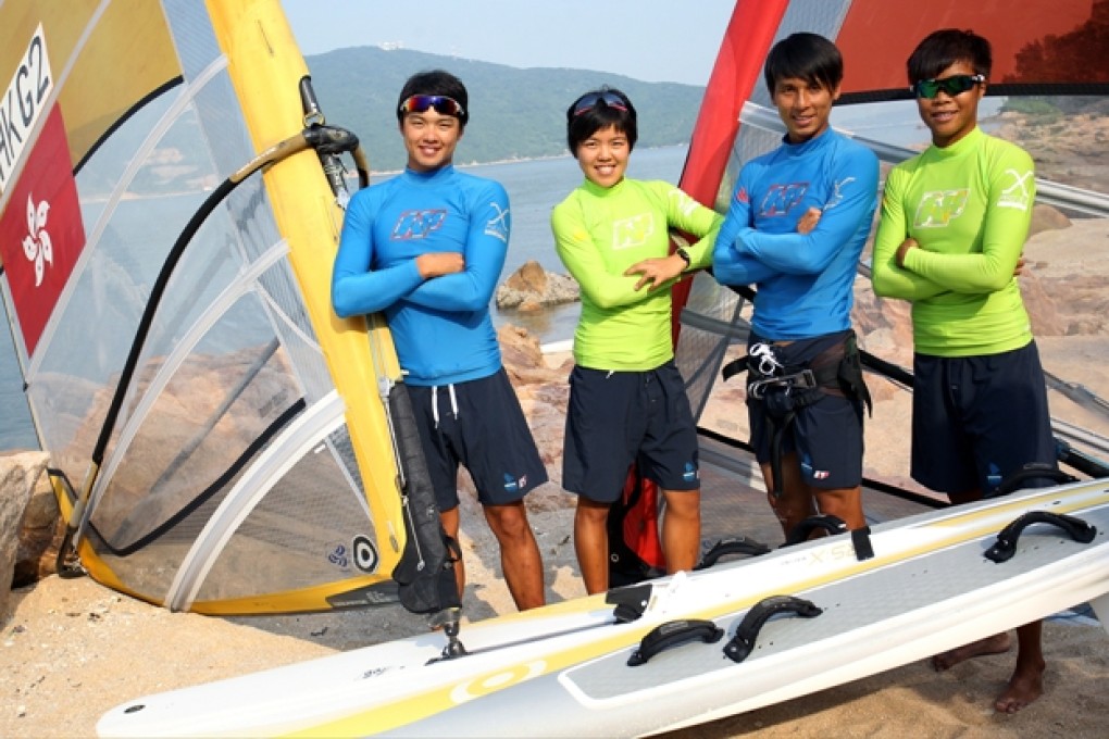 Hong Kong windsufers (left to right) Leung Ho-tsun, Chan Hei-man, Cheng Kwok-fai and Lo Sin-lam at Hong Kong Sea School, Stanley. Photo: Dickson Lee