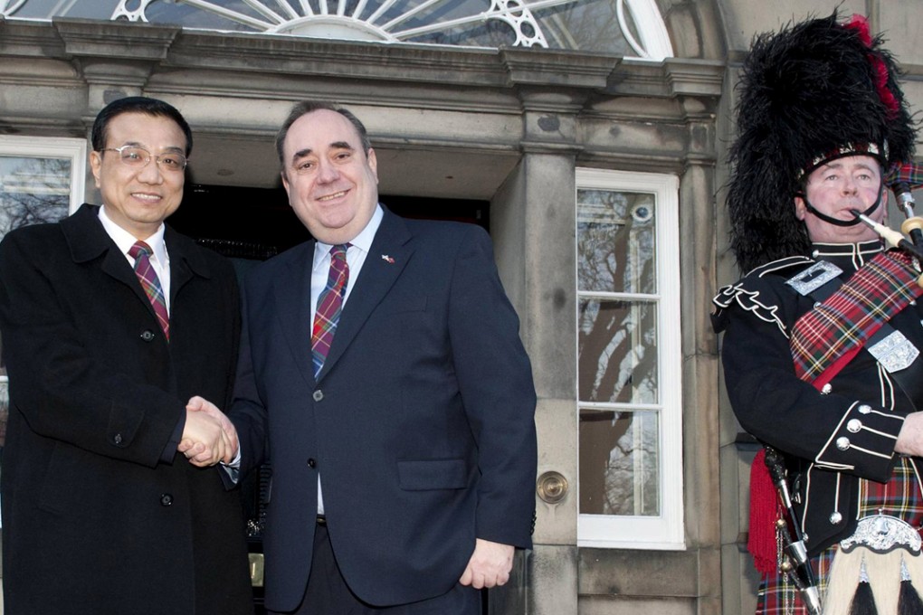 Then vice-premier Li Keqiang with Scotland’s First Minister Alex Salmond in Edinburgh in 2011. Photos: AFP; Corbis; SCMP