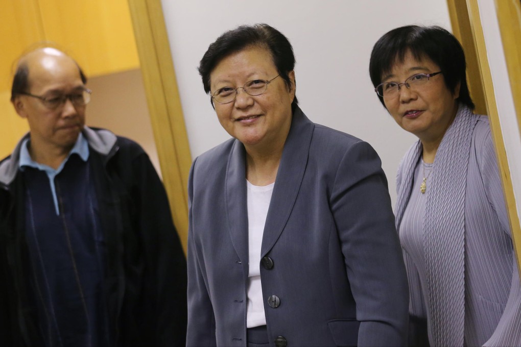 Rita Fan (centre) with Commercial Radio host May Chan Suk-mei (right). Photo: David Wong