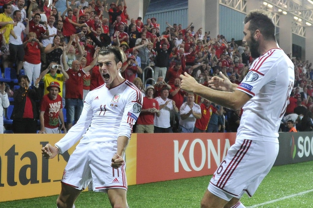 Gareth Bale celebrates scoring against Andorra. Photo: AFP