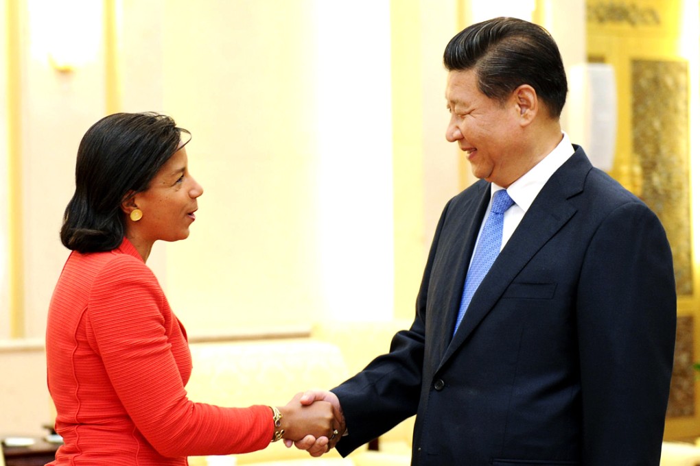 Susan Rice with Xi Jinping in Beijing this week. Photo: Xinhua