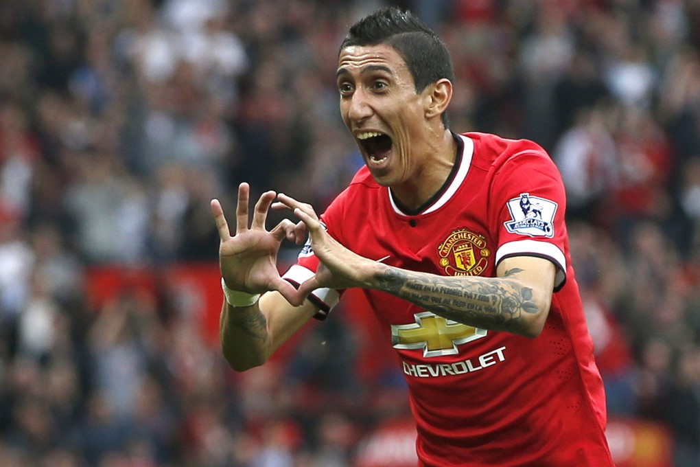 Angel di Maria celebrates after opening the scoring in the 4-0 win against Queens Park Rangers at Old Trafford. Photo: Reuters