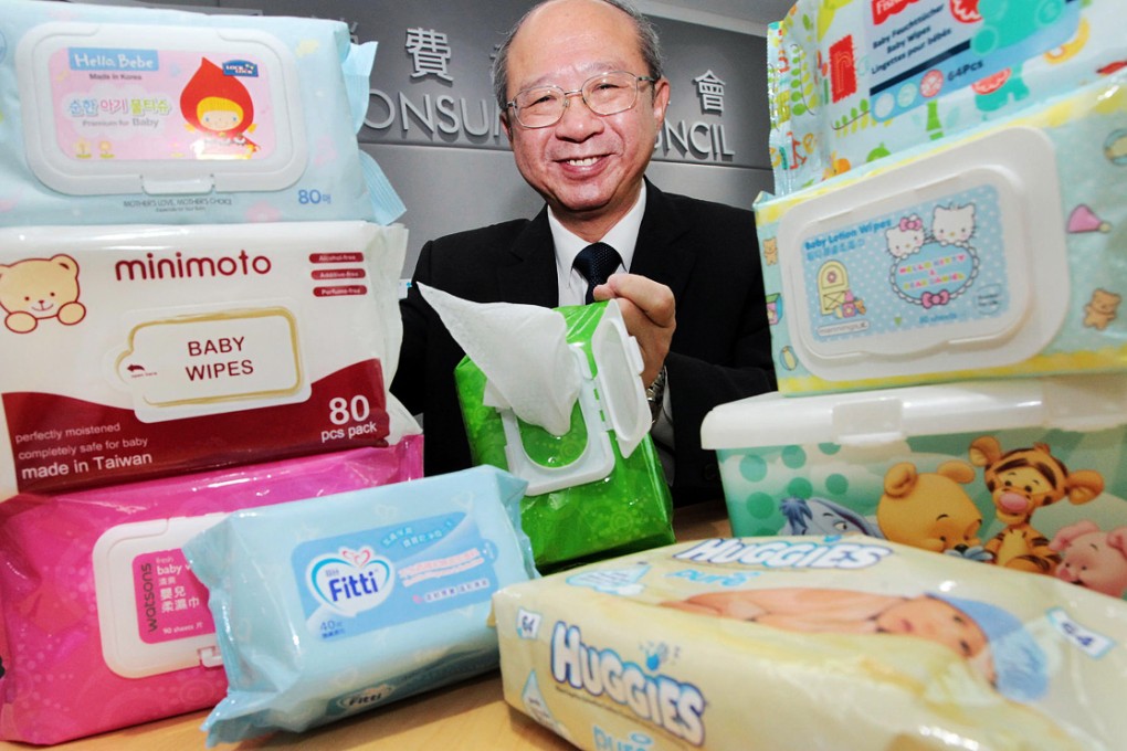 Michael Hui advised consumers to forego baby wipes for daily use, keeping them only for when water was not handy. Photo: Bruce Yan