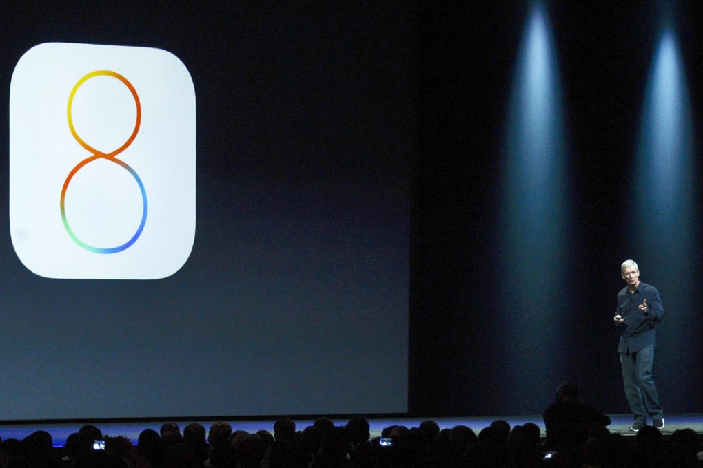 Apple chief executive Tim Cook speaks about iOS 8 in San Francisco on June 2. Photo: Xinhua