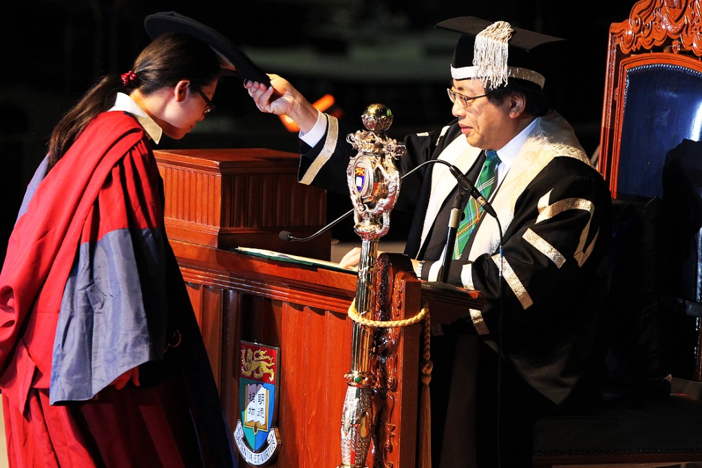 The Vice-Chancellor of the University of Hong Kong (HKU) officiates the 189th Congregation ceremony in AsiaWorld-Expo. Photo: Dickson Lee