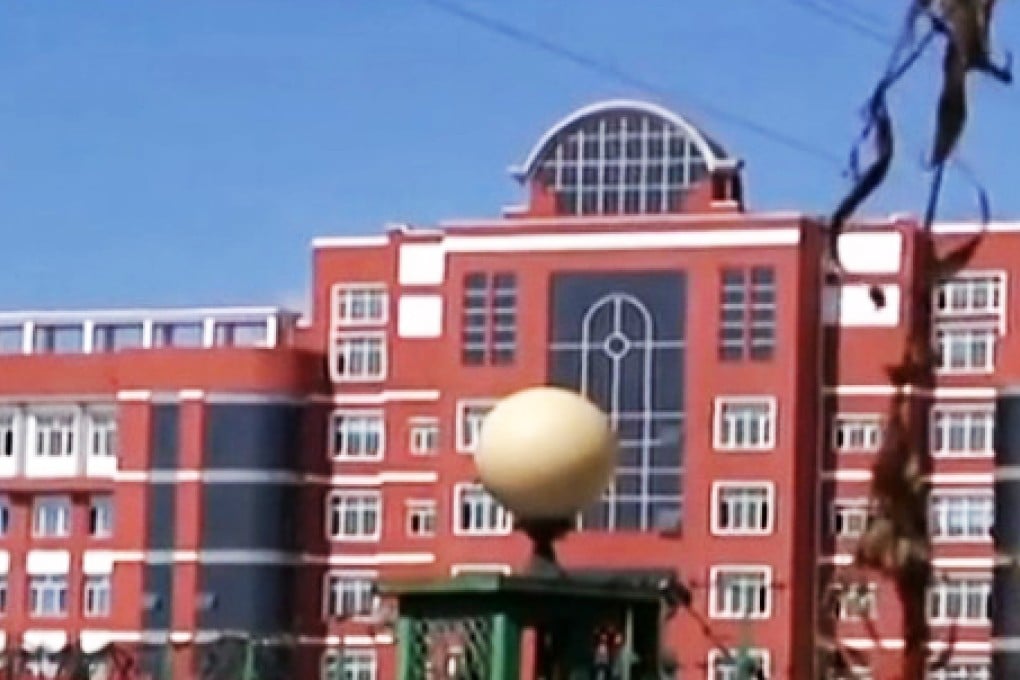 A screenshot from a local TV programme in Yilan, Heilongjiang Province showing the school where the incident occurred. Photo: SCMP Pictures