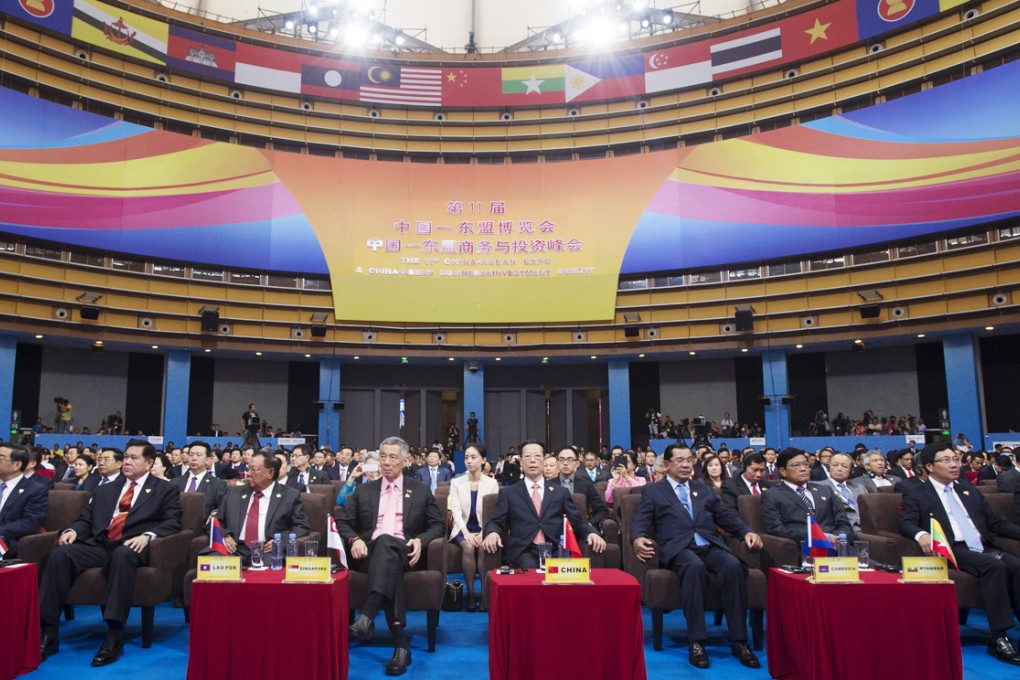 Chinese vice-premier Zhang Gaoli and leaders of Asean member countries attend the opening ceremony of the 11th China-Asean Expo. Photo: Xinhua