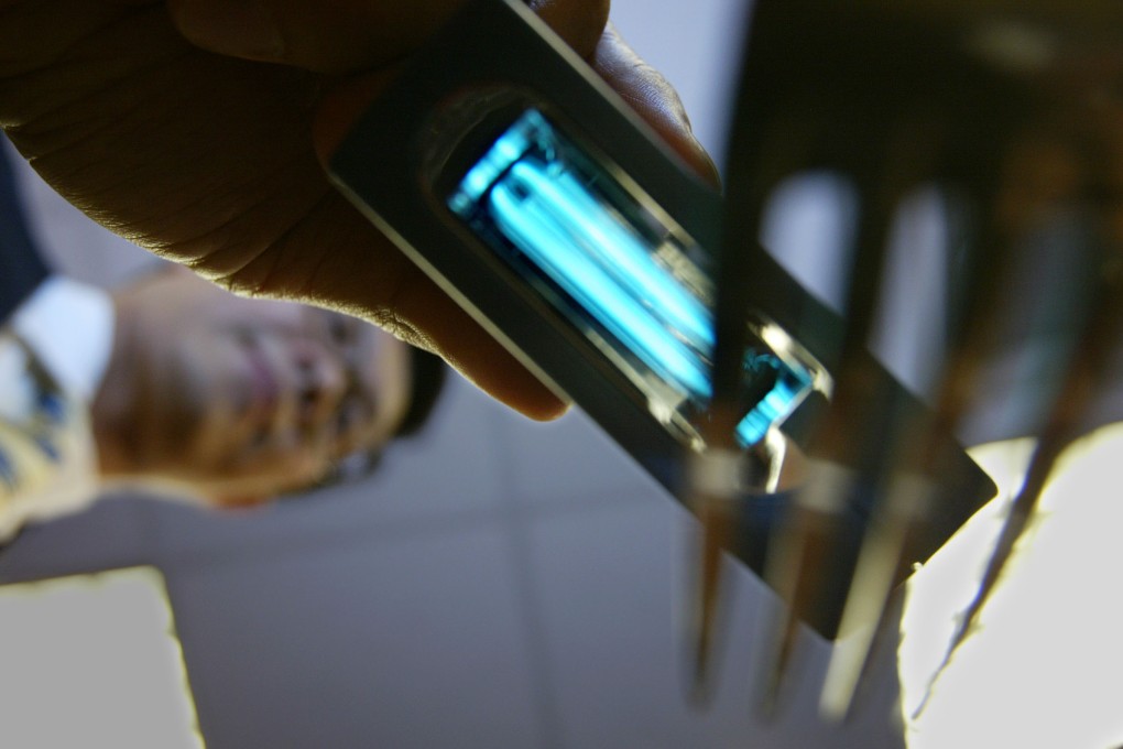 Ultraviolet-C lamp. Chinese media reported that a woman’s eyes were accidently burned by ultraviolet lamps at a hospital in Beijing. Photo: Oliver Tsang