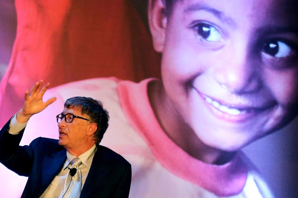 Bill Gates speaks in New Delhi. Photo: EPA