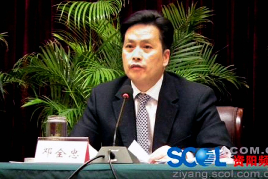 Deng Quanzhong, the mayor of Ziyang city, is under investigation, but he has not been removed from his job. Photo: SCMP Pictures