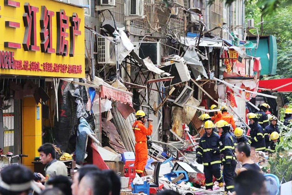 Firefighters are searching for people who might have been trapped in the rubble. Photo: Weibo
