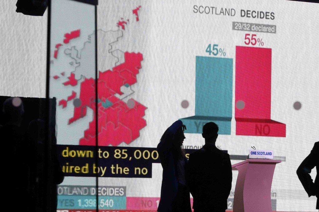 The Scottish vote on independence recorded a turnout of nearly 85 per cent. Photo: Reuters