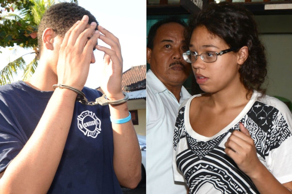 Tommy Schaffer (left) and Heather Mack were arrested in Bali on August 13. Photo: AFP