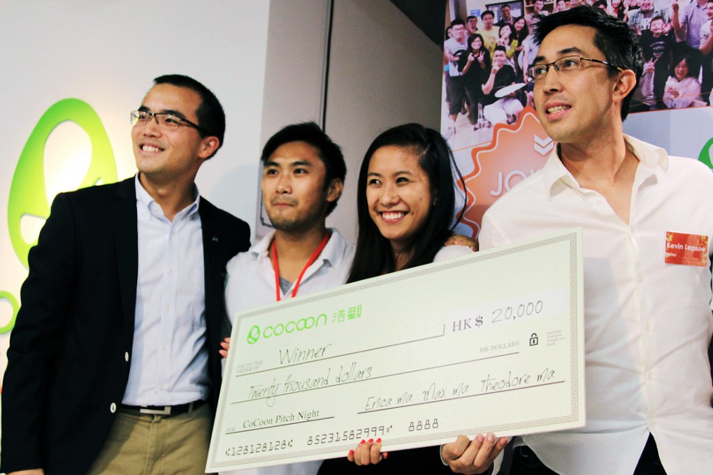 Cocoon's Theodore Ma (left) with the winning team from Notey.