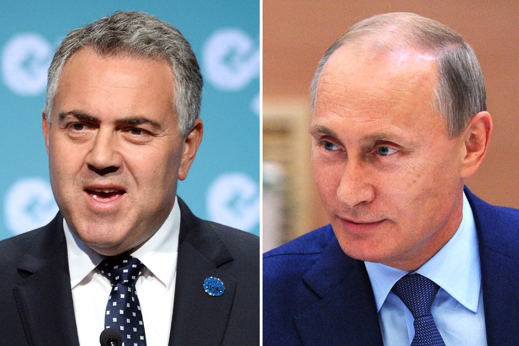 Australian Treasurer Joe Hockey (left) said on Saturday that the G20 members expected Russia to attend the leaders' summit that Australia is hosting in November despite concerns over its actions in Ukraine. Photos: EPA