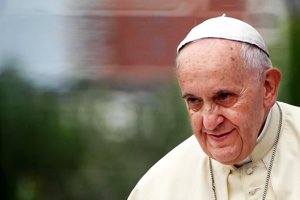 Pope Francis arrives at the Catholic University in Tirana. Photo: AFP