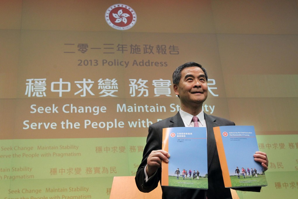 The cover of the chief executive's maiden policy address featured six smiling children, including South Asians. Photo: K. Y. Cheng