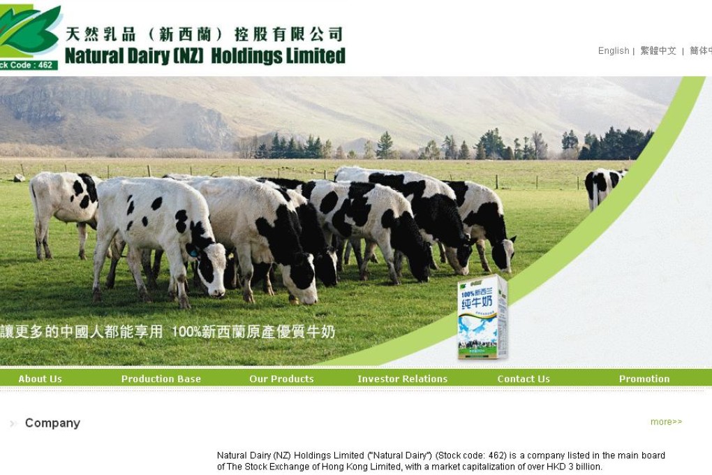 Natural Dairy (NZ) Holdings said its main focus is to build up its marketing network. Photo: SCMP Pictures