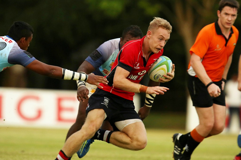 Scrum-half Matthew Worley makes a break on Wednesday during the ARFU Asian qualifier tournament for the 2015 IRB Junior World Rugby Trophy. Worley ran in three tries as Hong Kong eased past hosts Sri Lanka in Colombo. Photo: Dennis Muthuthantri for HKRFU