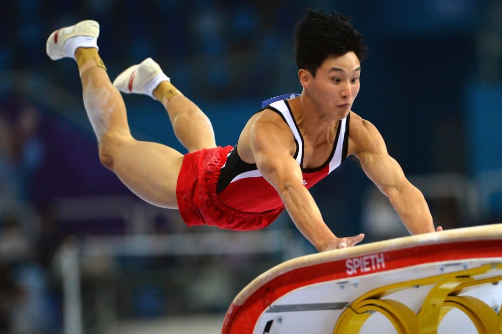Hong Kong's Shek Wai-hung competes in the men's vault event of the  gymnastics competition. Photo: Xinhua