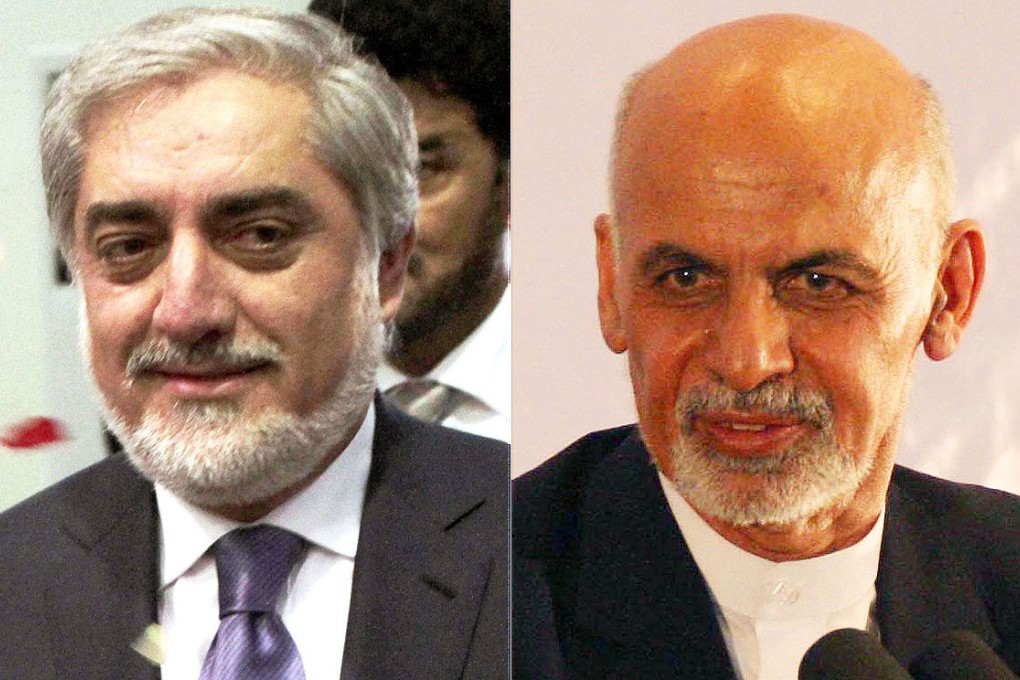 Ashraf Ghani (right) will take over as leader next week and Abdullah Abdullah will assume a position similar to that of a prime minister. Photos: EPA, Xinhua