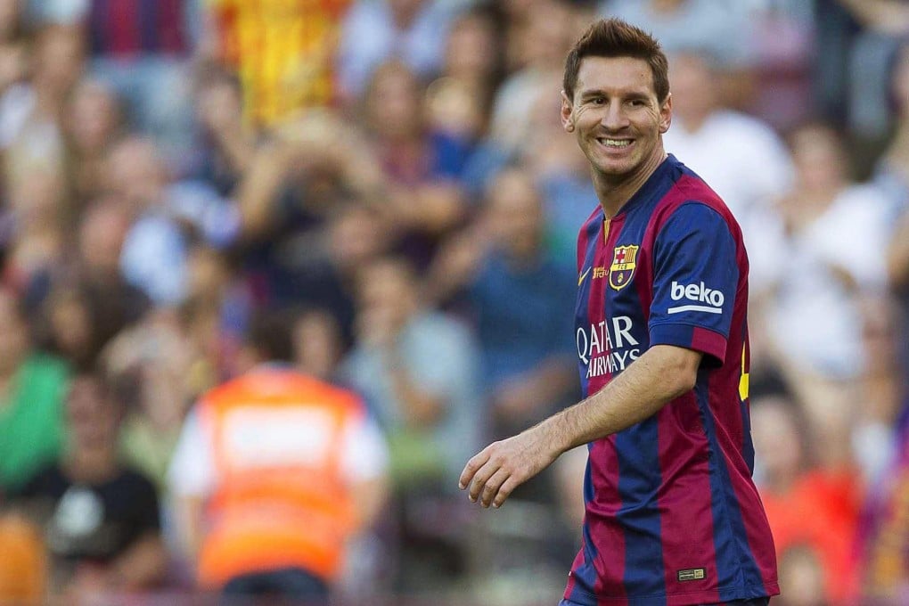 Barcelona’s Argentinian striker Lionel Messi reacts after scoring in their match against Granada CF at Nou Camp. Barca won 6-0. Photo: EPA