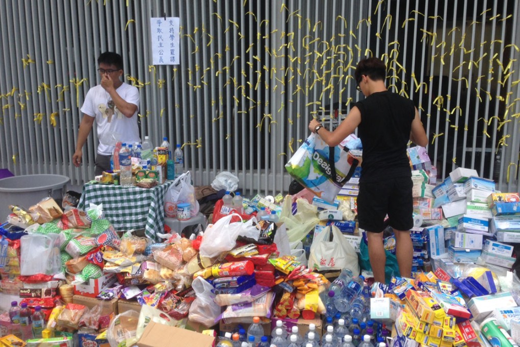 Supporters brought supplies for the Occupy Central protesters.