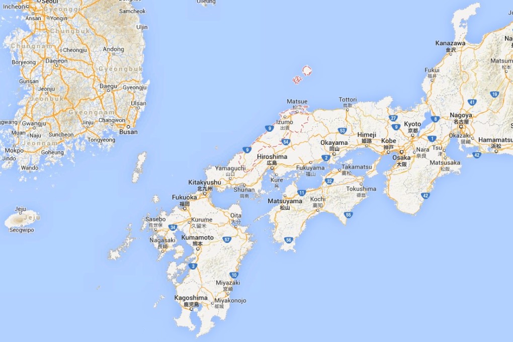 A Google Map screenshot of the location of Shimane Prefecture in Japan. Photo: SCMP Pictures
