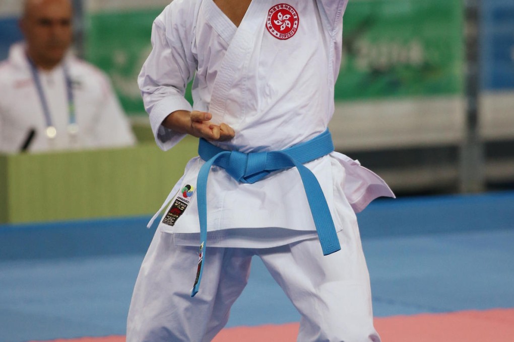 Hong Kong's Cheng Tsz-man competes in the kata. Photo: Nora Tam