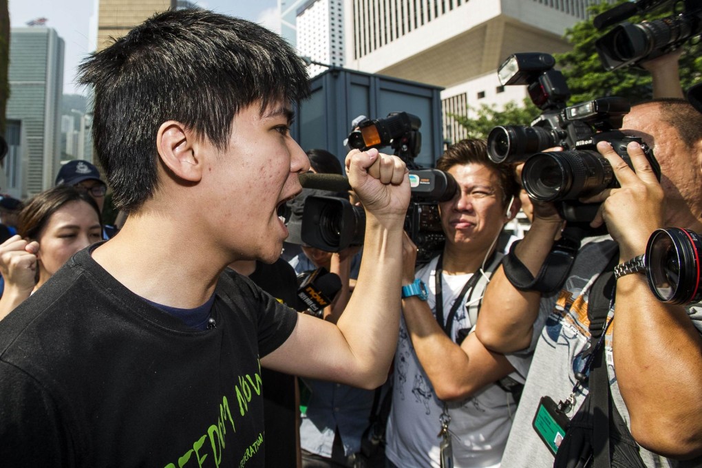 Lester Shum of the Federation of Students outside government headquarters.  Photo: Felix Wong