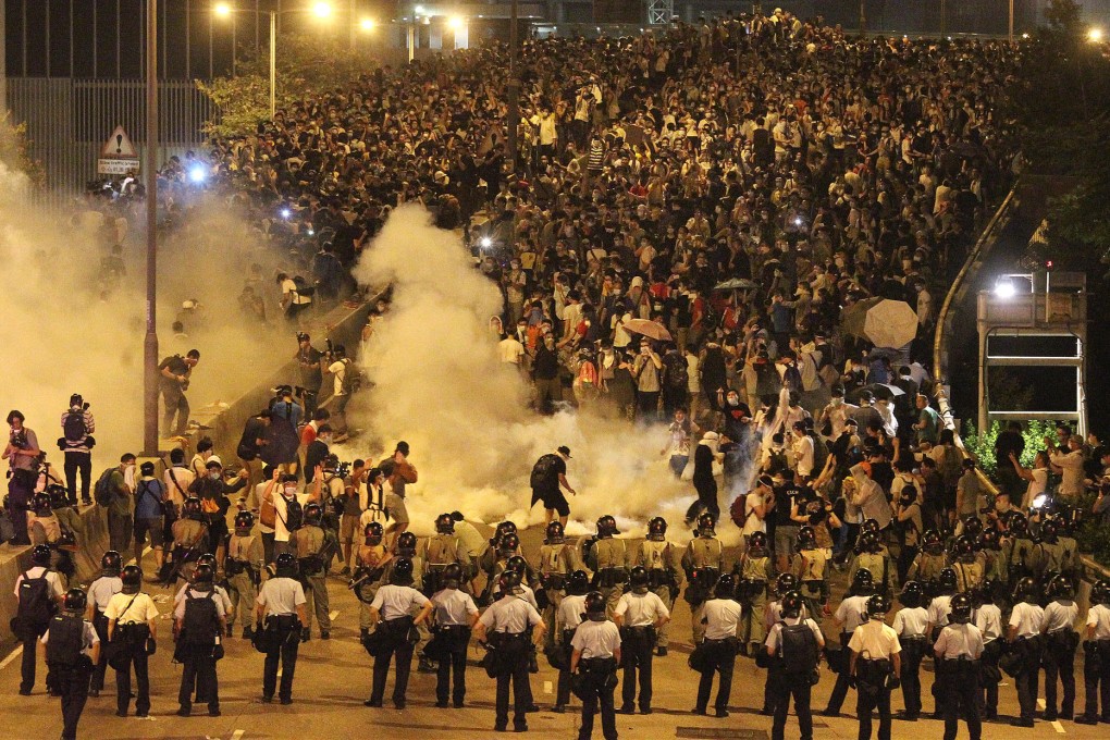 Tear gas was used on thousands of Occupy Central demonstrators in Admiralty on September 28.